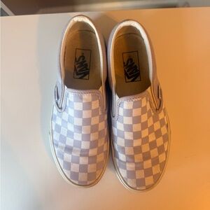 Vans Kids Slip-On Sneakers - White and Purple Checkered